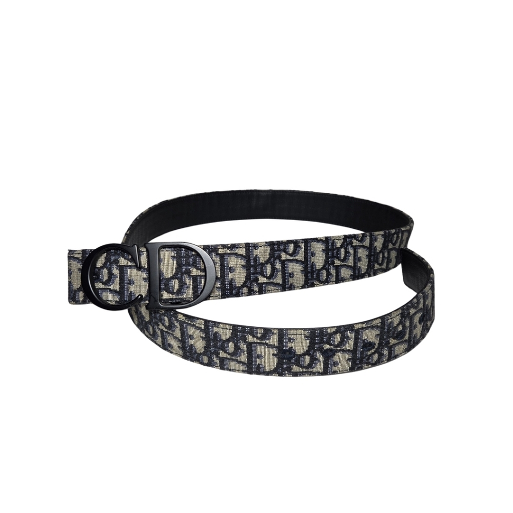 Christian Dior Reversible Oblique Jacquard Belt 35mm Black CD Buckle XL